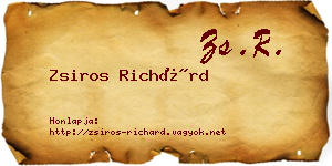 Zsiros Richárd névjegykártya